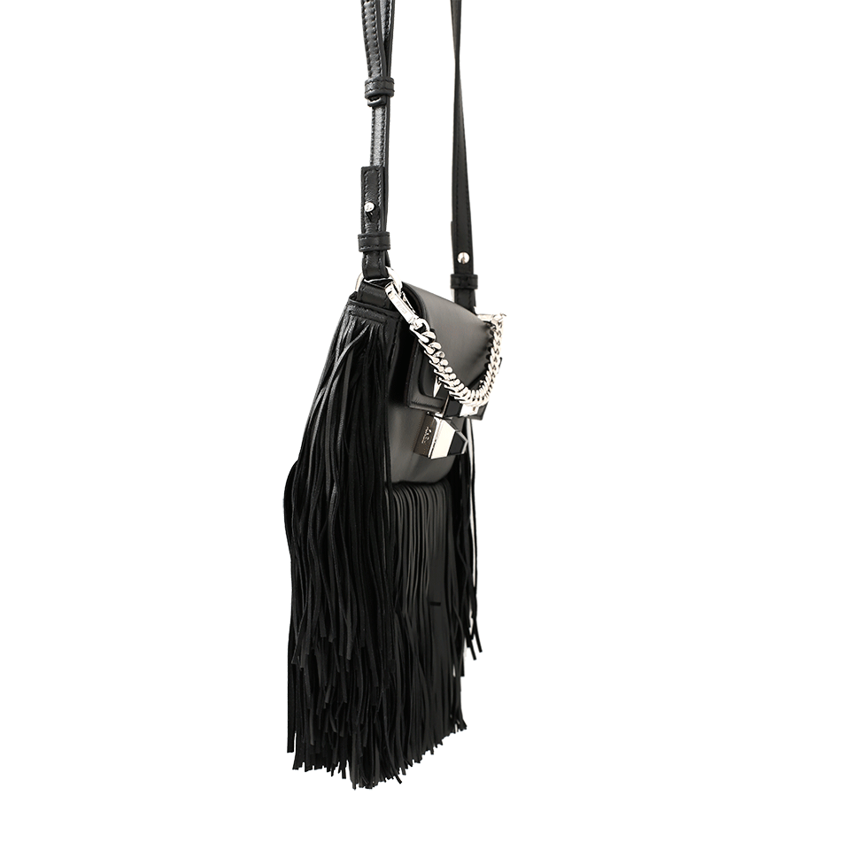 FENDI-Micro Fringe Baguette-BLACK