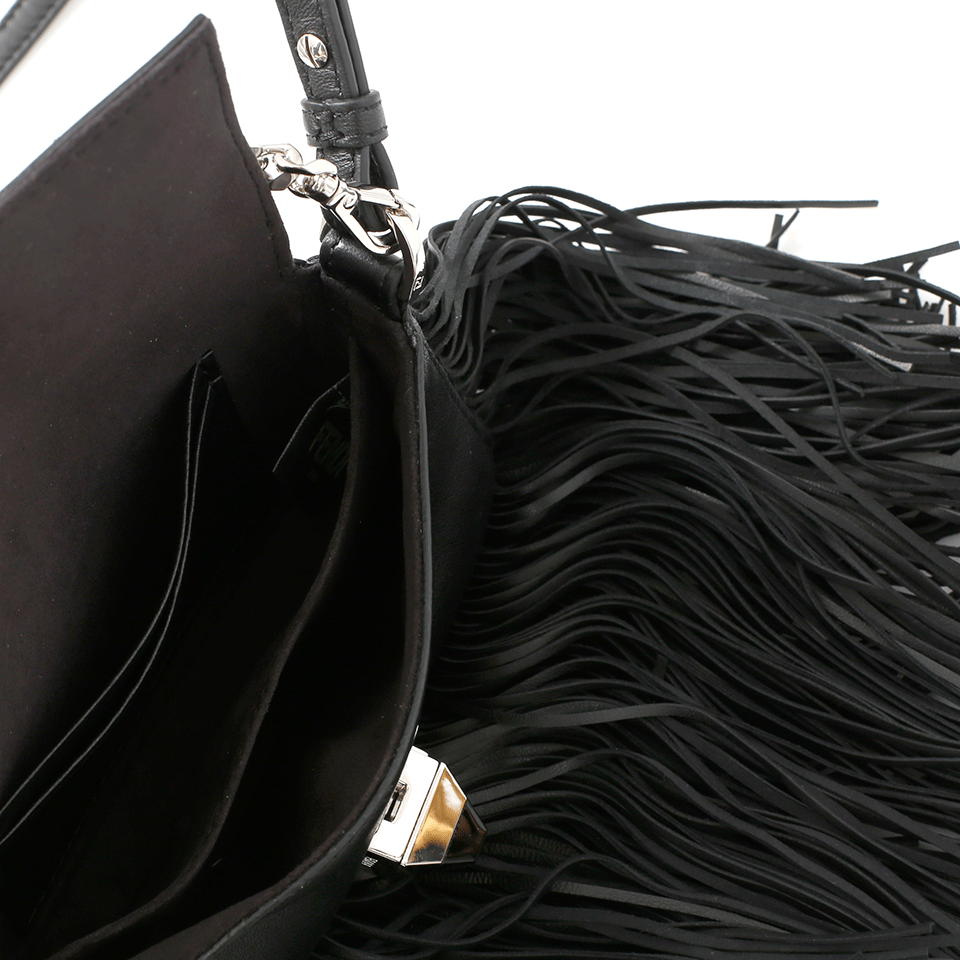 FENDI-Micro Fringe Baguette-BLACK