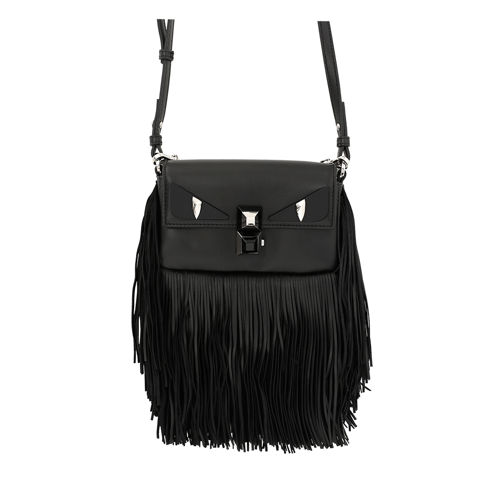 FENDI-Micro Fringe Baguette-BLACK