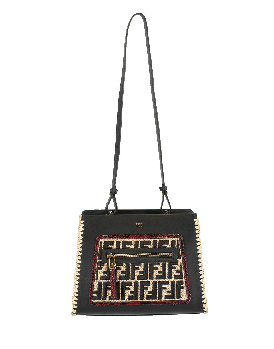 FENDI-Runway Small Raffia Bag-BLK/MULT
