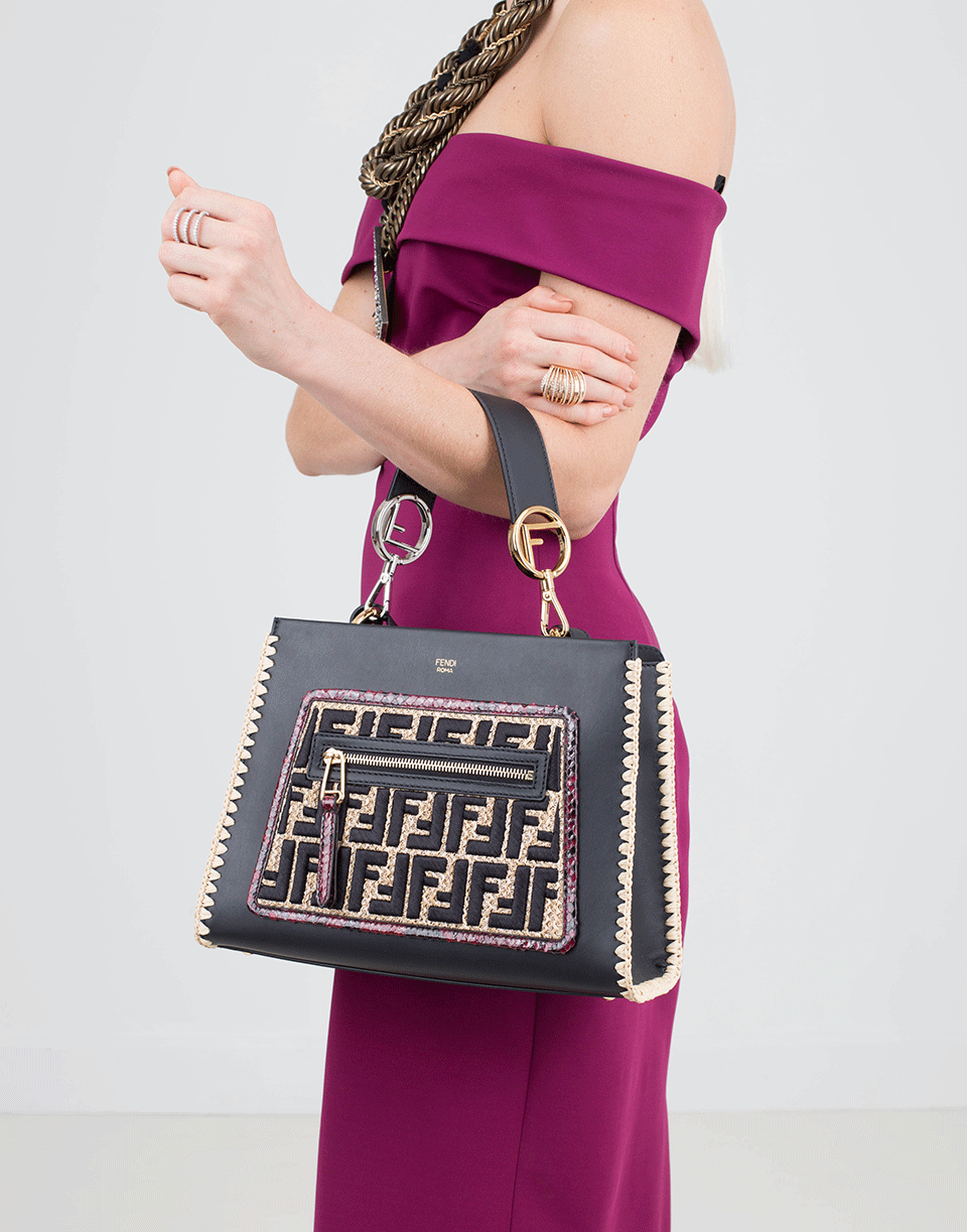 FENDI-Runway Small Raffia Bag-BLK/MULT