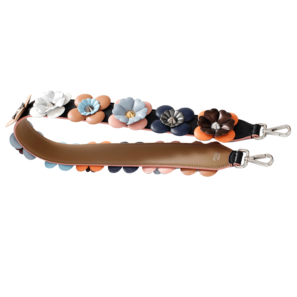 FENDI-Flower Strap You Purse Strap-BLK/SAND