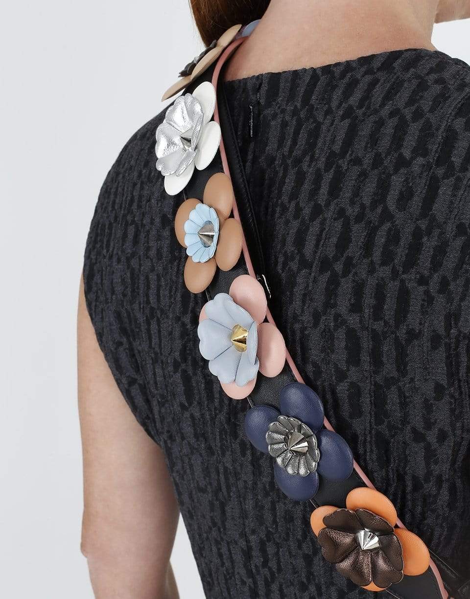 FENDI-Flower Strap You Purse Strap-BLK/SAND