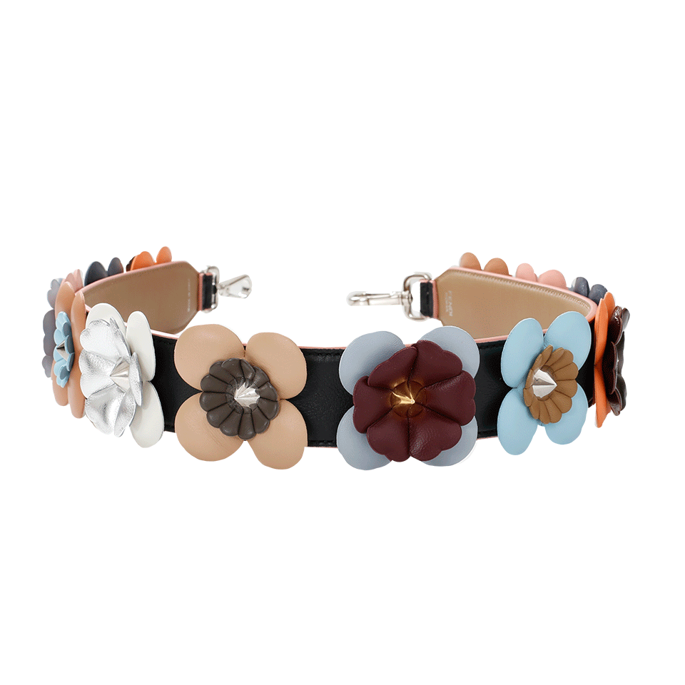 FENDI-Flower Strap You Purse Strap-BLK/SAND