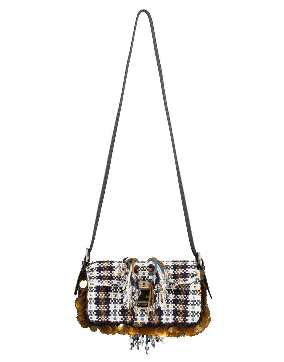FENDI-Woven Tartan Baguette-BLUE/TOB