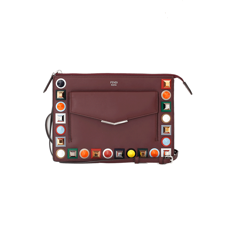 FENDI-2Jours Studded Pouch-BORDEAUX