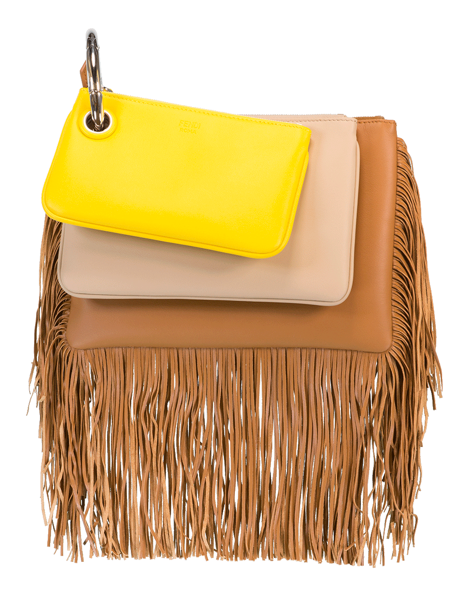 FENDI-Triplette Fringe Handbag-CAMEL