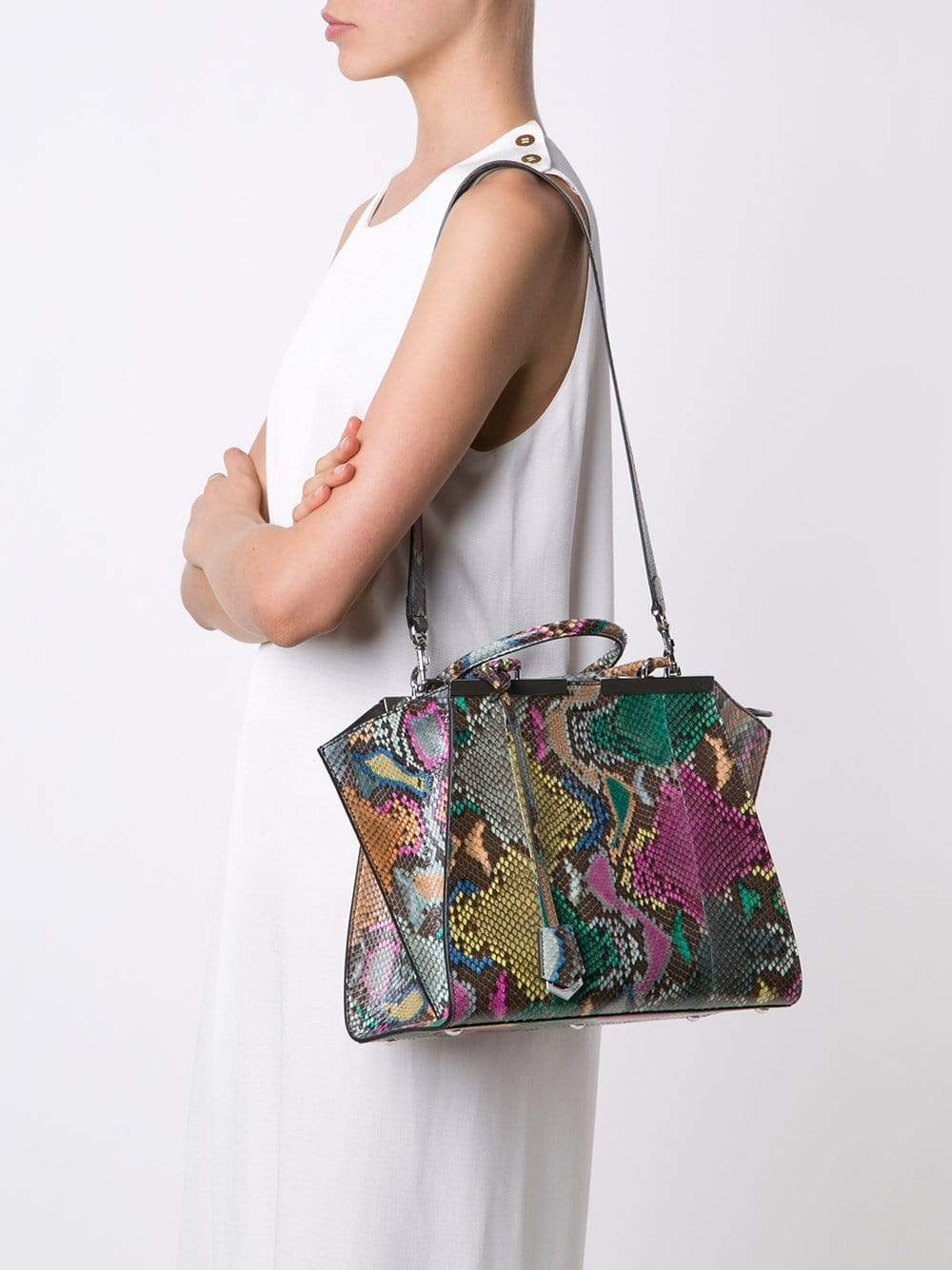 FENDI-3Jours Python Shopper Bag-CLOUD