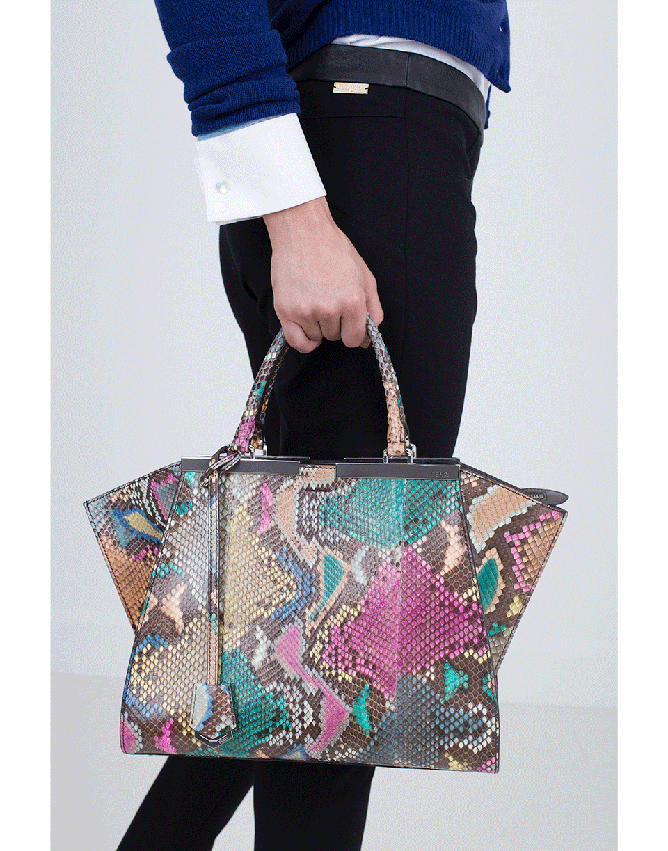 FENDI-3Jours Python Shopper Bag-CLOUD