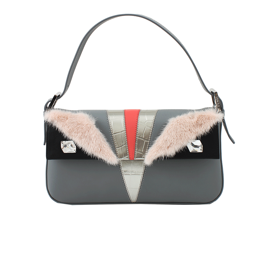 FENDI-Baguette Shoulder Bag-GRY/PNK