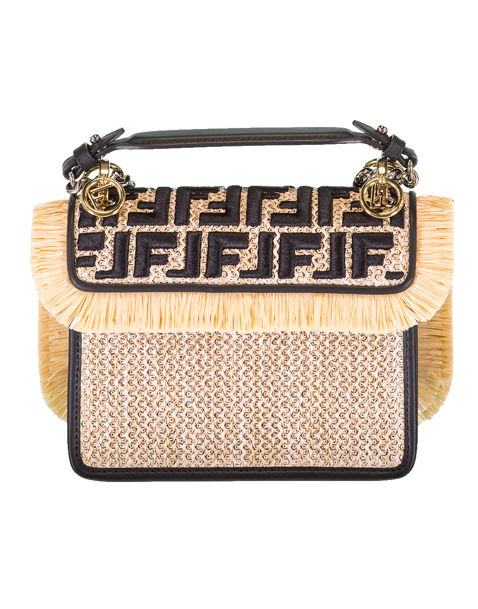 FENDI-Kan I Small Rafia Bag-NAT/BLK