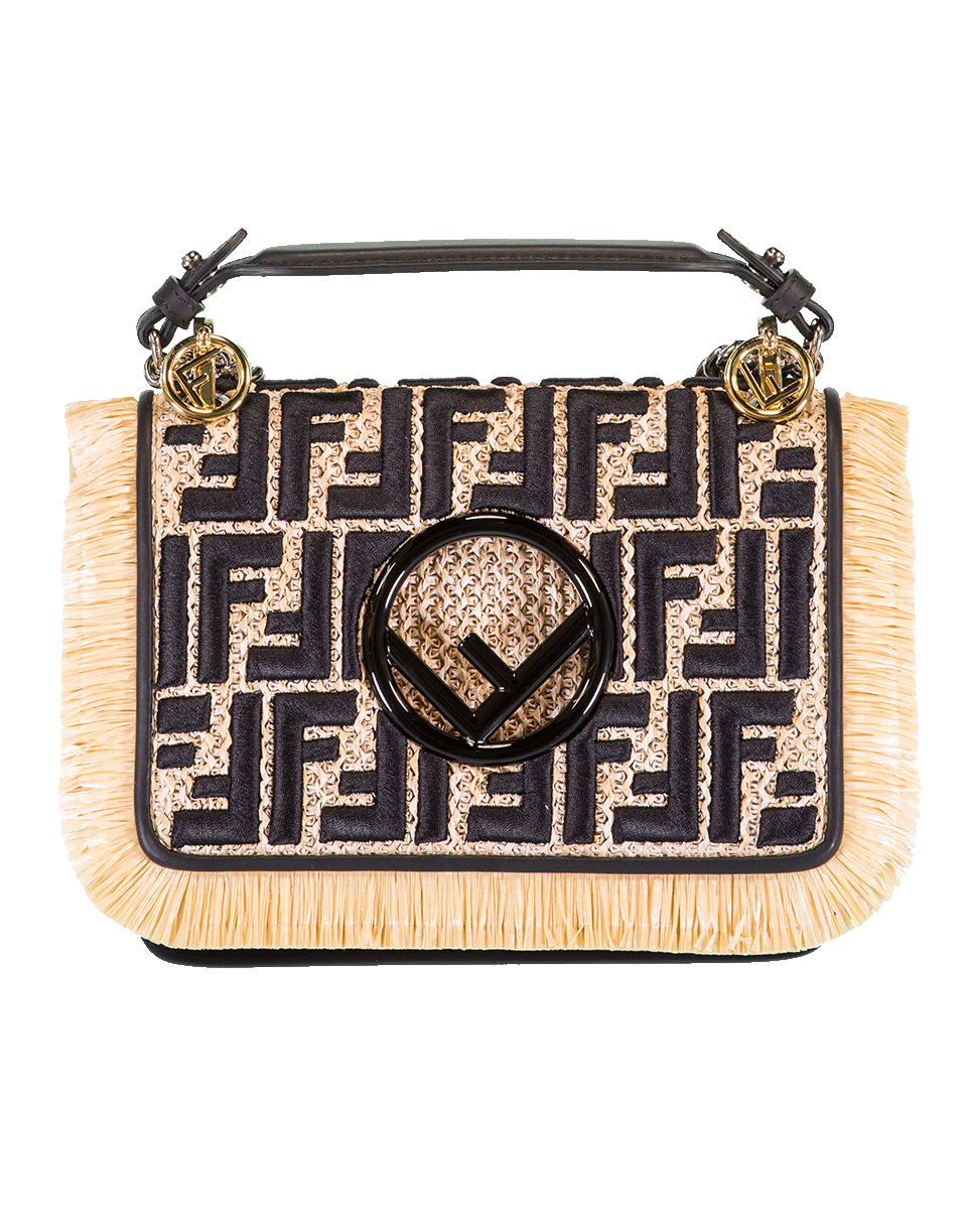 FENDI-Kan I Small Rafia Bag-NAT/BLK