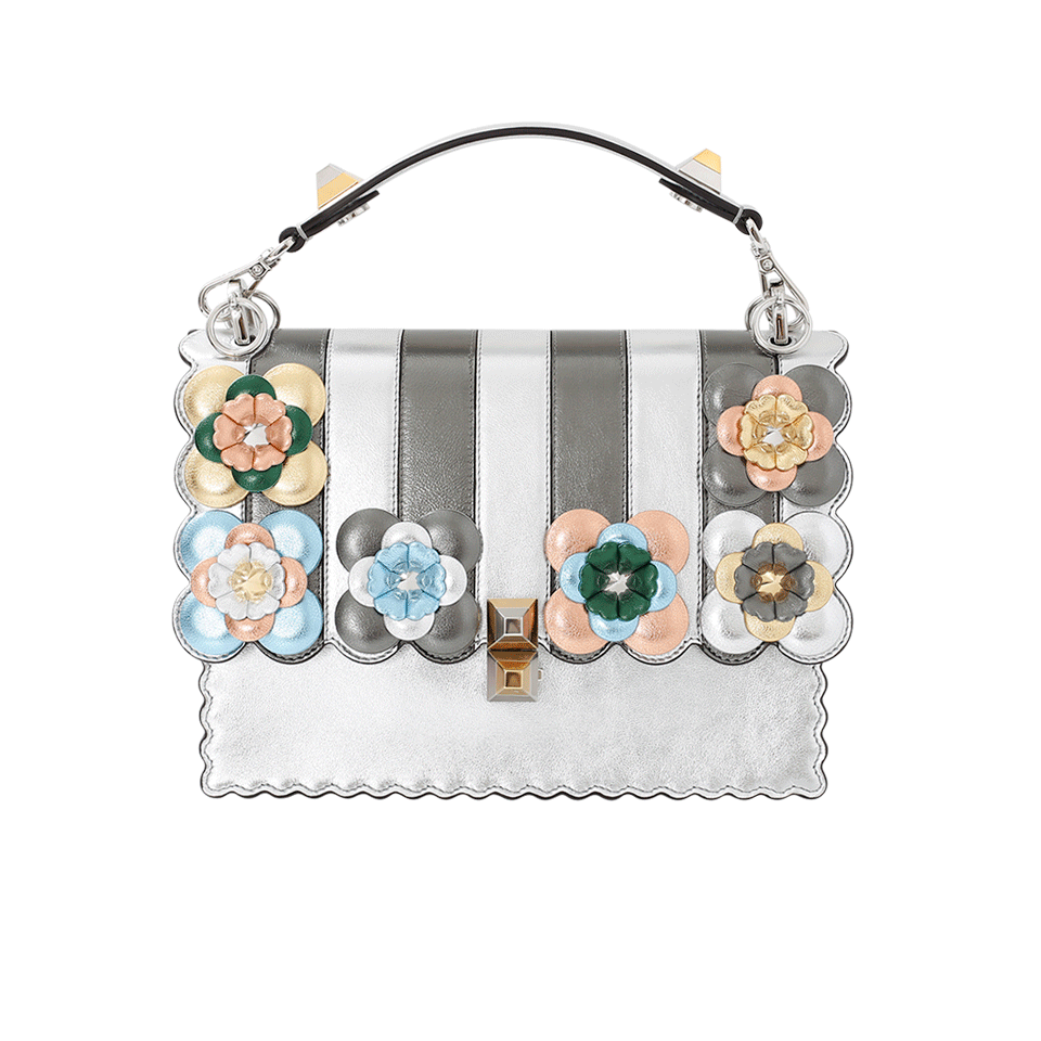 FENDI-Kan I Metallic Flower Bag-SILVER