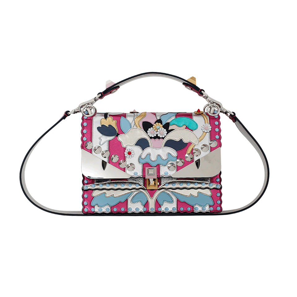 FENDI-Floral Mirrored Catalan Handbag-SLVR/PNK