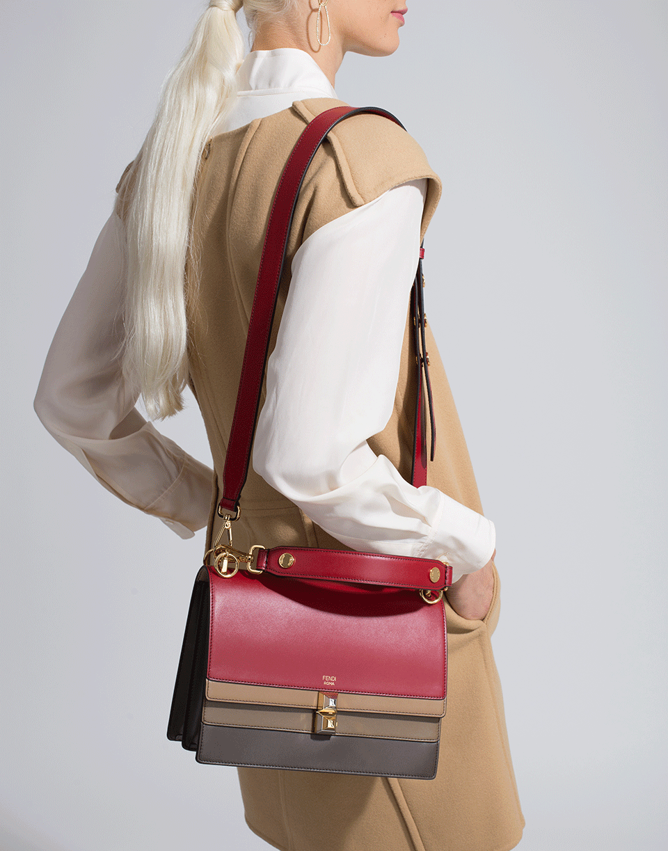FENDI-Kan I Colorblocked Bag-STRAWBRY