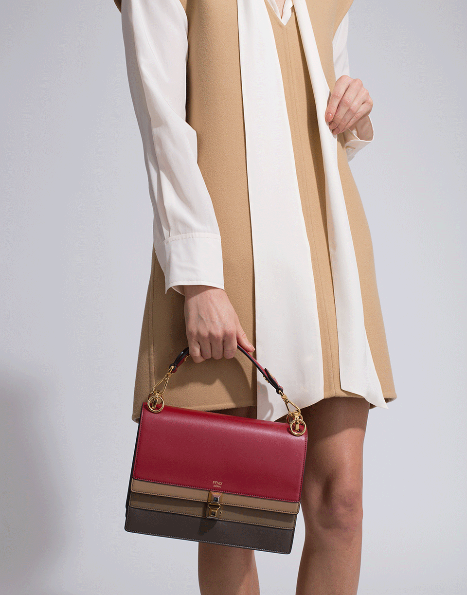 FENDI-Kan I Colorblocked Bag-STRAWBRY