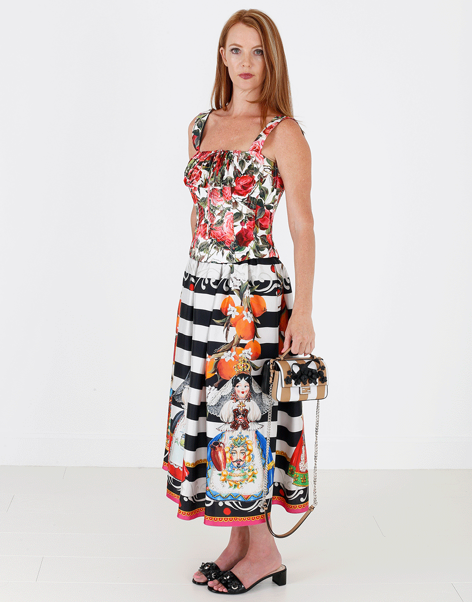 FENDI-Floral Micro Baguette-WHT/BLK