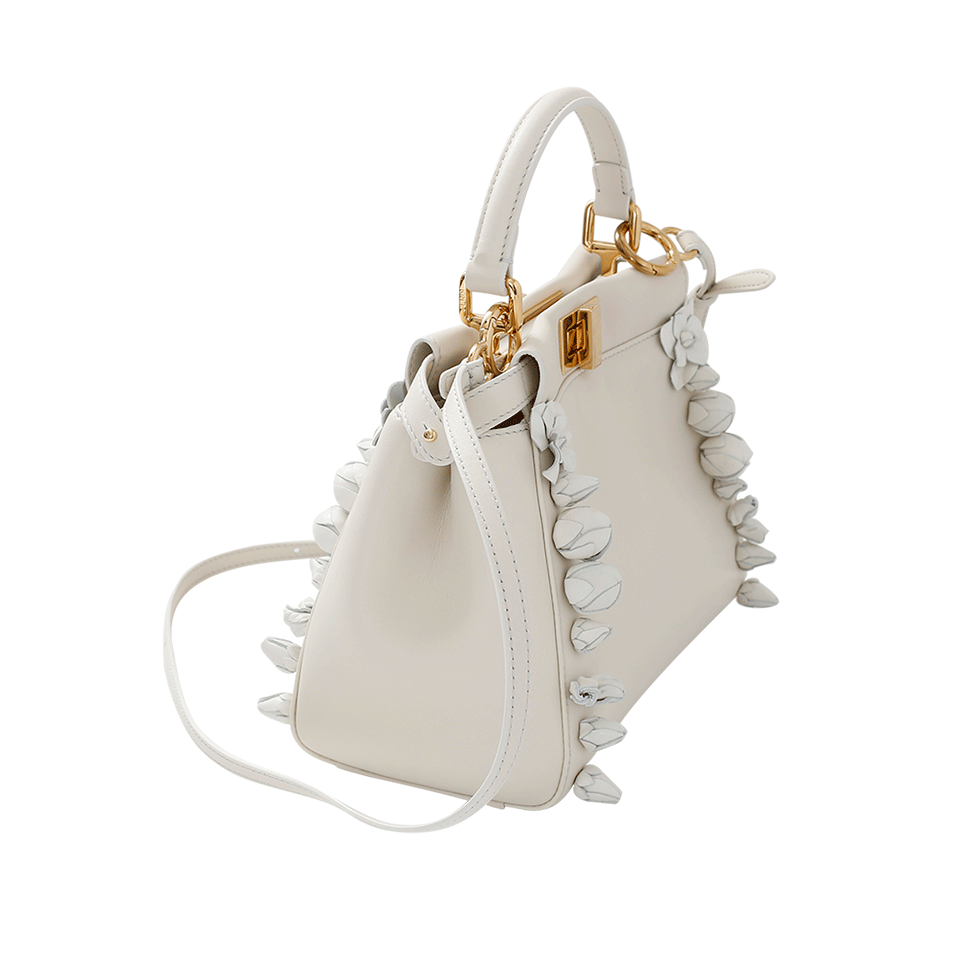 FENDI-Nappa Floral Peekaboo Mini-WHT/GLD