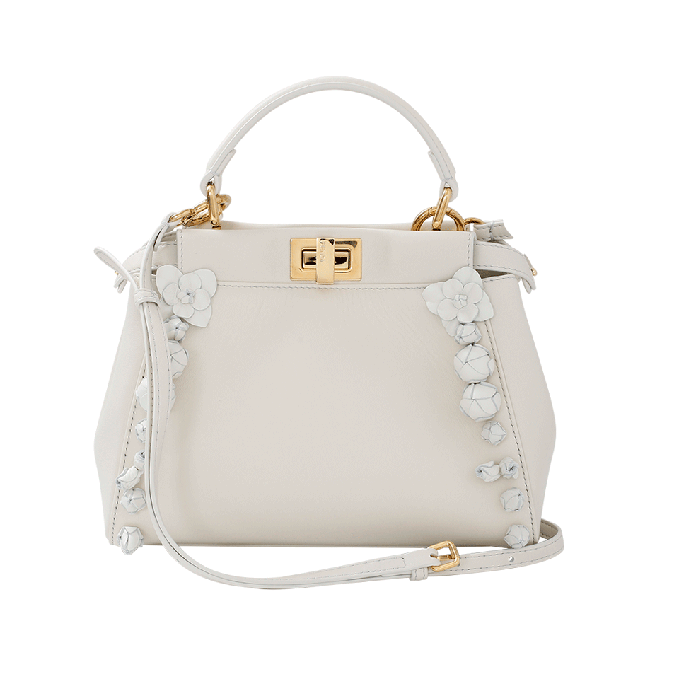 FENDI-Nappa Floral Peekaboo Mini-WHT/GLD