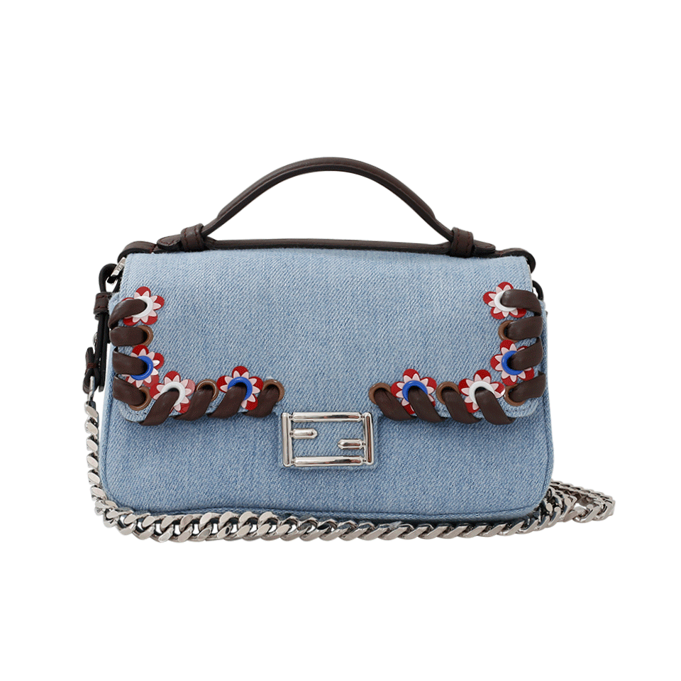 FENDI-Denim Double Micro Baguette-ARDESIA