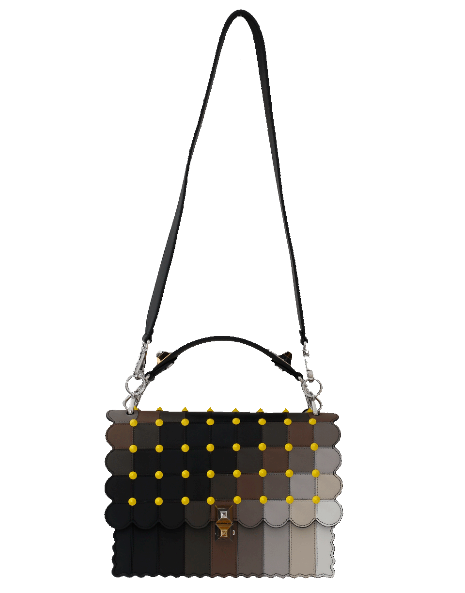 FENDI-Kan I Intarsia Stud Bag-BRWN/BLK