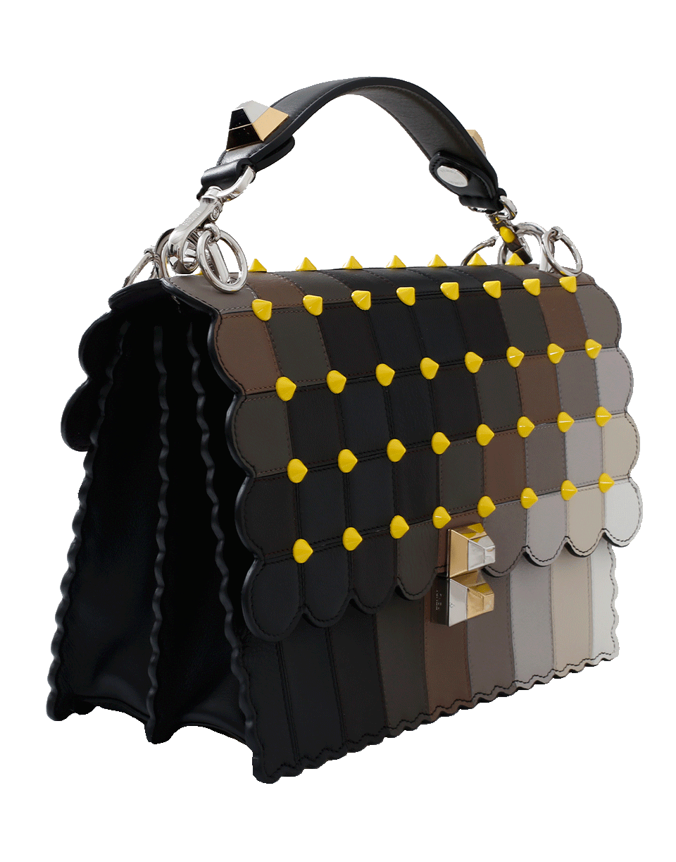 FENDI-Kan I Intarsia Stud Bag-BRWN/BLK