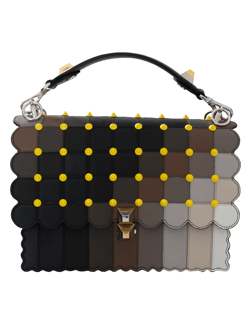 FENDI-Kan I Intarsia Stud Bag-BRWN/BLK