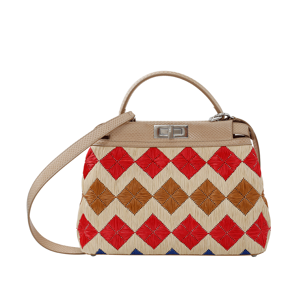 FENDI-Straw Floral Peekaboo-CUOIO