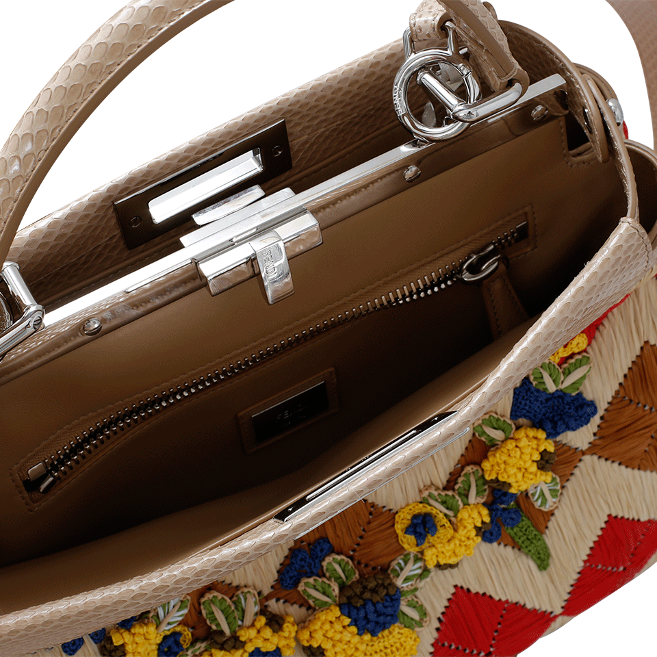 FENDI-Straw Floral Peekaboo-CUOIO