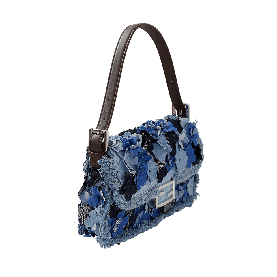 FENDI-Floral Denim Baguette-DENIM