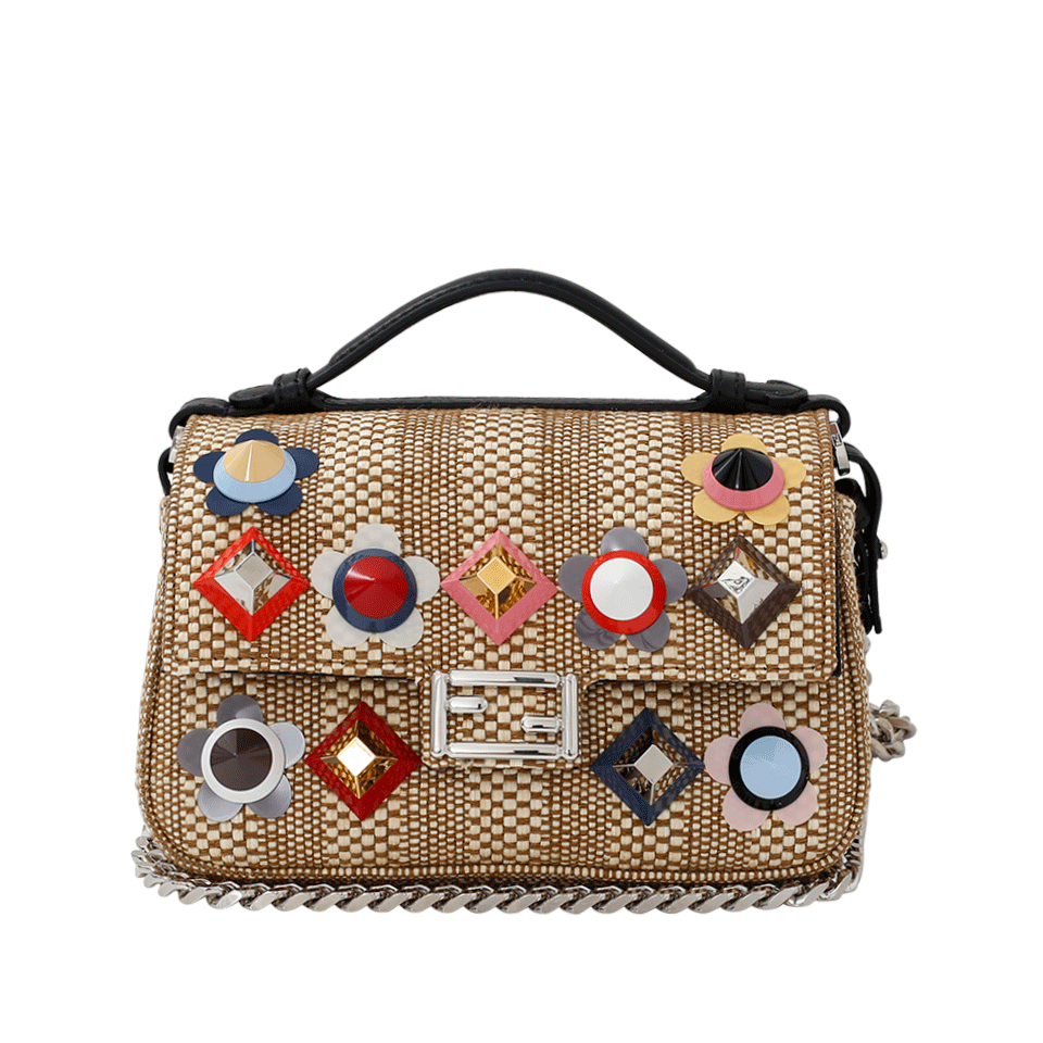 FENDI-Straw Double Micro Baguette-NATURAL