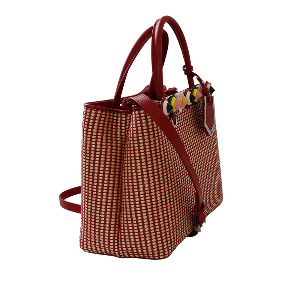 FENDI-2Jours Petite Raffia Shopper-RED