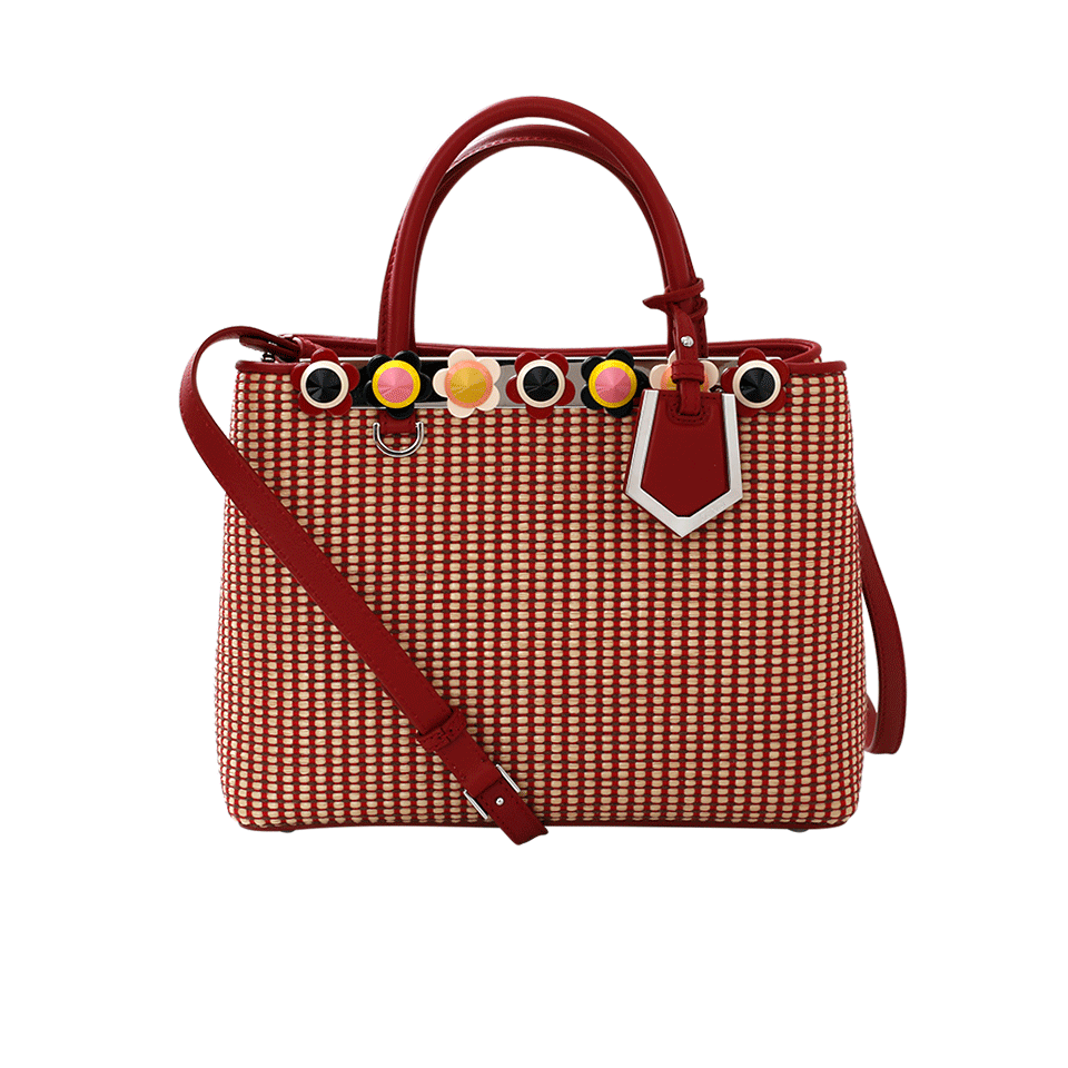 FENDI-2Jours Petite Raffia Shopper-RED