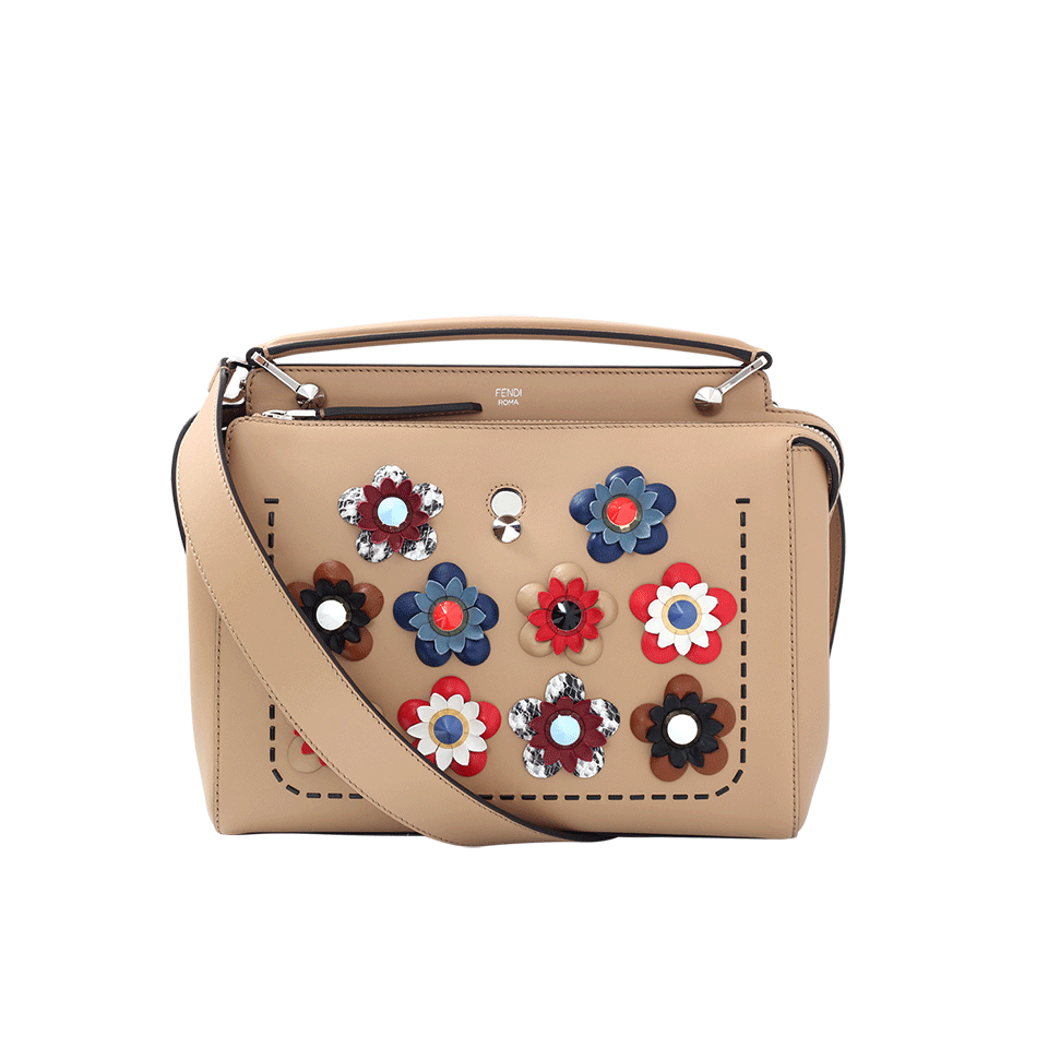 FENDI-Dotcom Floral Stud Purse-TAN