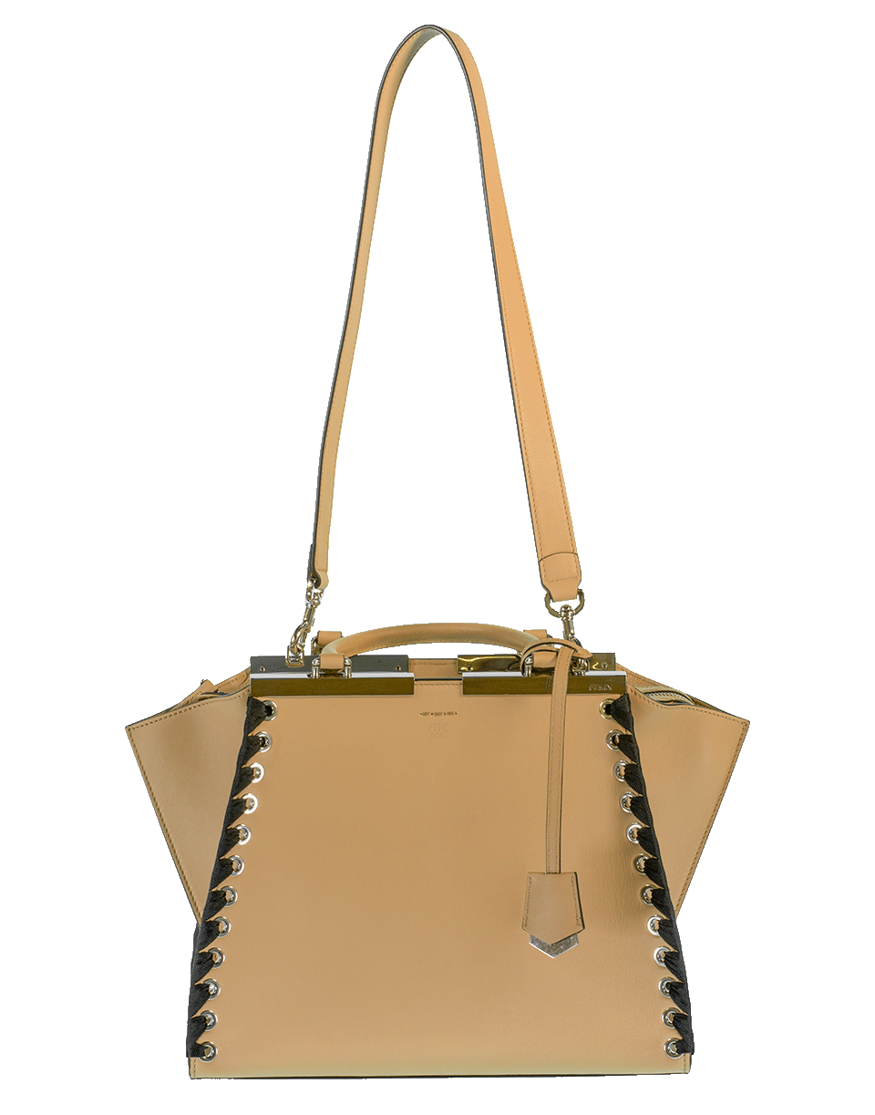 FENDI-3Jours Whipstitch Shopper Bag-TAN/BLK