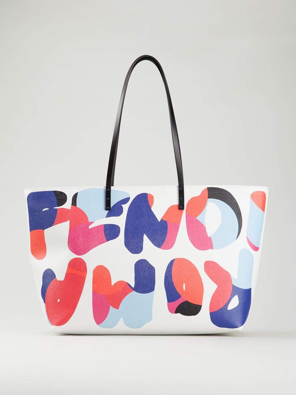 FENDI-Roll Bag Medium Shopper-WHT/BLK