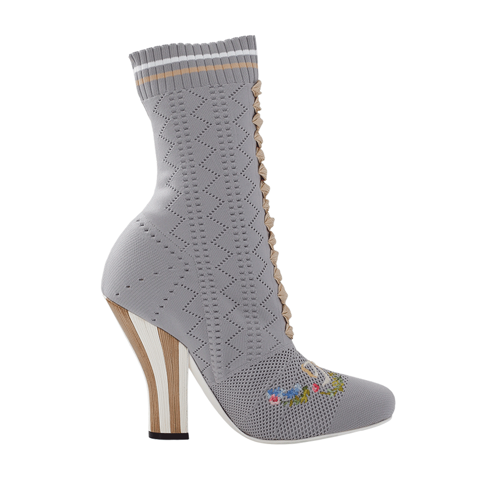 FENDI-Knit Embroidered Booties-