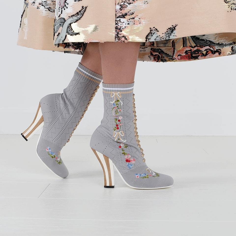 FENDI-Knit Embroidered Booties-
