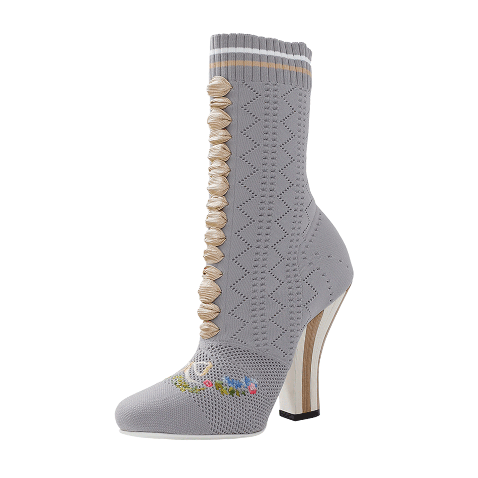 FENDI-Knit Embroidered Booties-