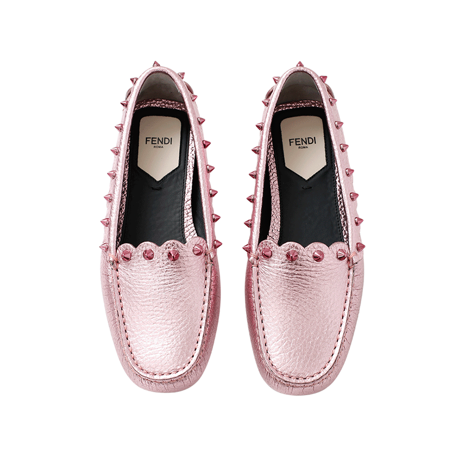 FENDI-Metallic Spike Loafer-