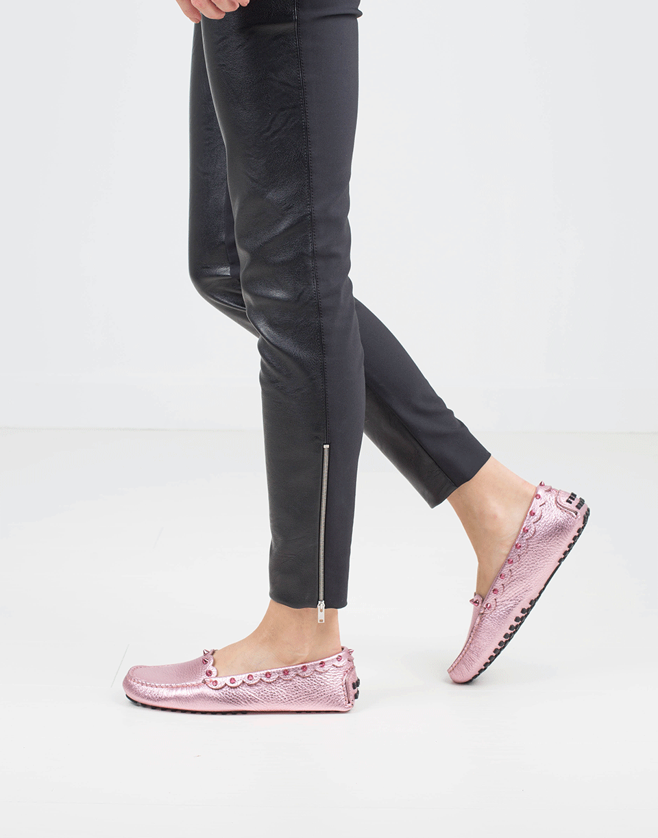 FENDI-Metallic Spike Loafer-