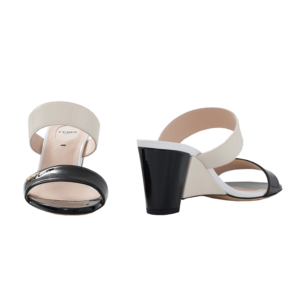 FENDI-Double Strap Notch Wedge Sandal-