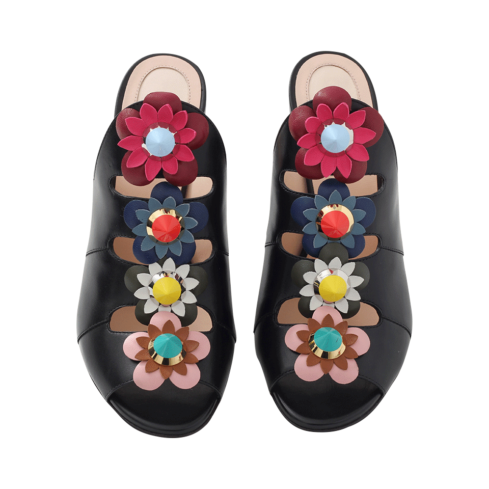 FENDI-Flower Embellished Mule-