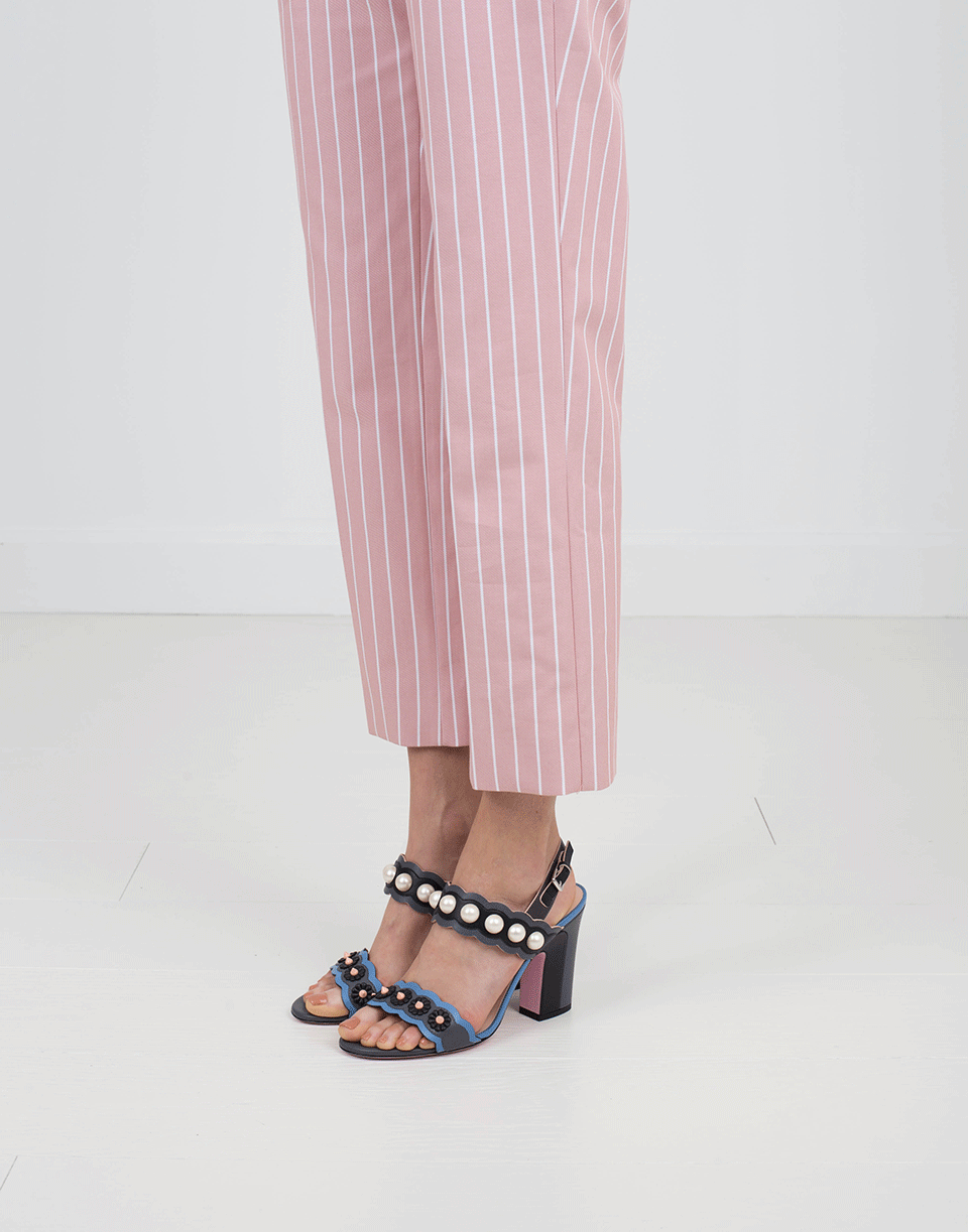 FENDI-Pearl Floral Double Strap Sandal-
