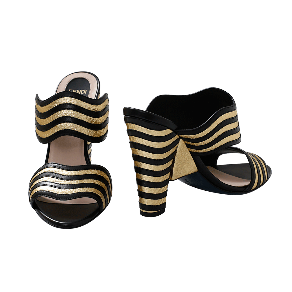 FENDI-Gold Wave Slide Sandal-