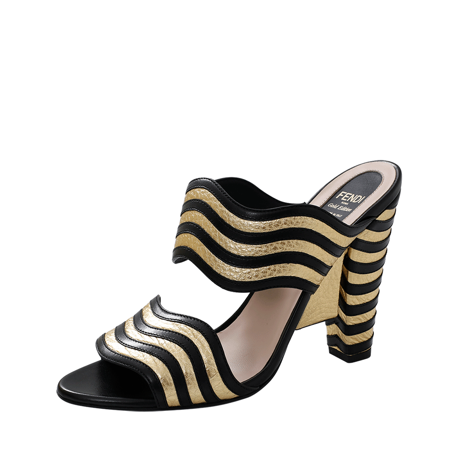 FENDI-Gold Wave Slide Sandal-