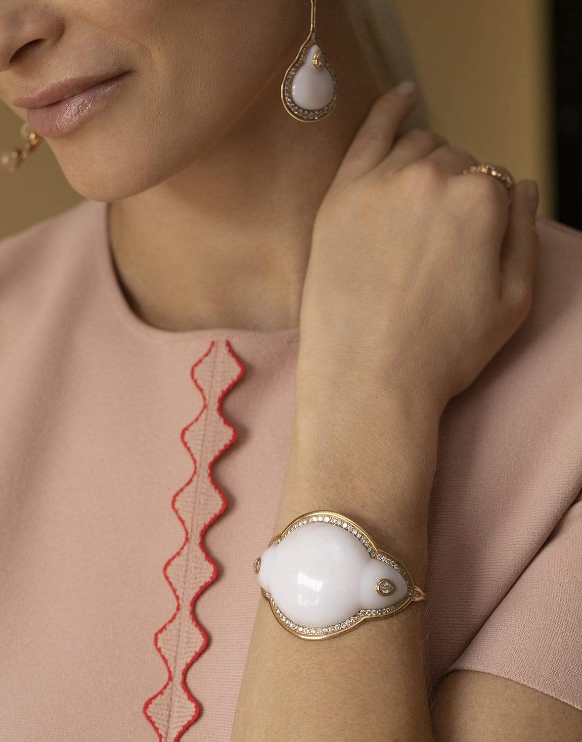 FERNANDO JORGE-Pink Opal Fluid Droplet Bracelet-ROSE GOLD