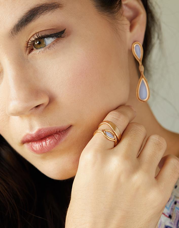 FERNANDO JORGE-Stream Lines Wave Band Ring-ROSE GOLD
