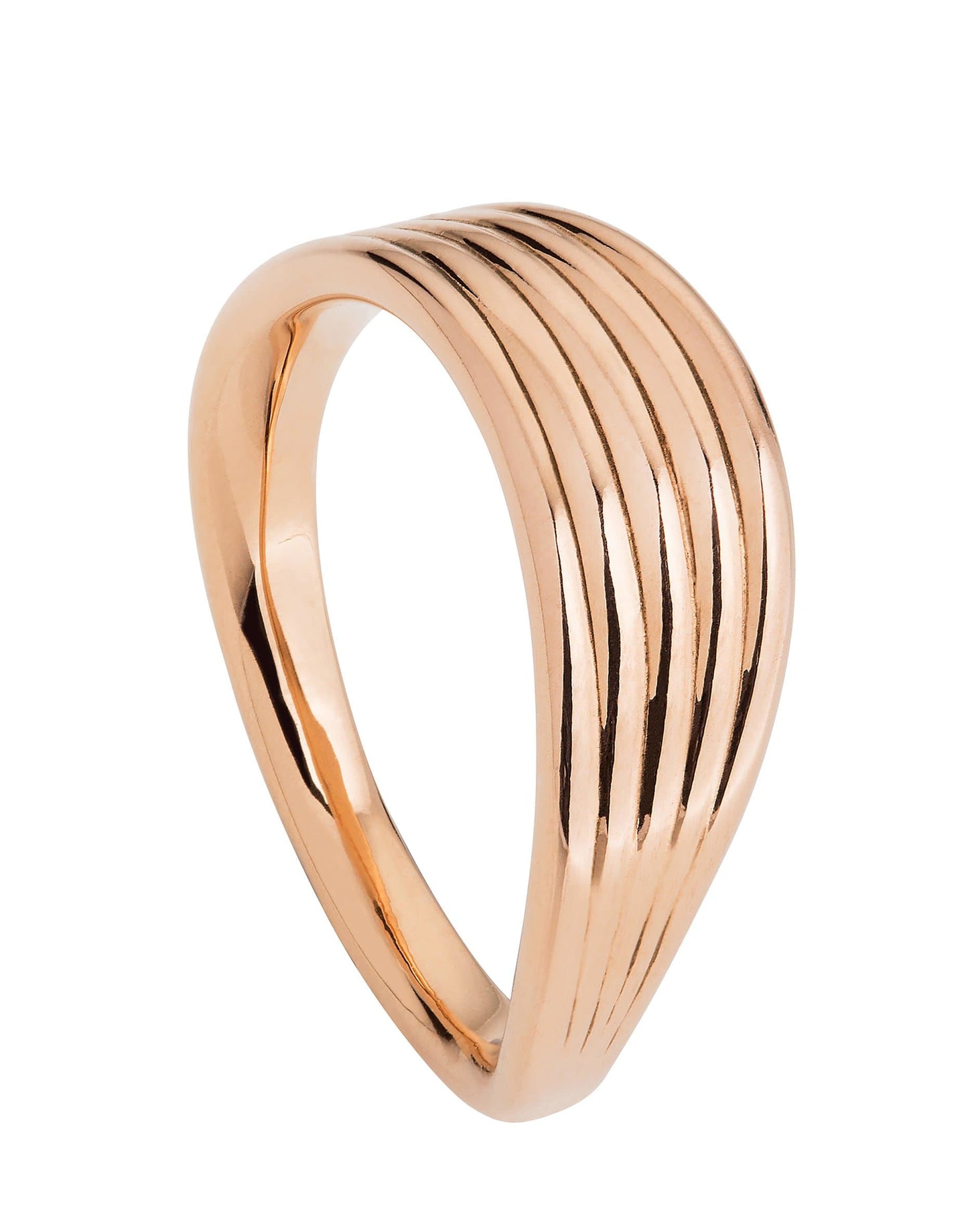 FERNANDO JORGE-Stream Lines Wave Band Ring-ROSE GOLD
