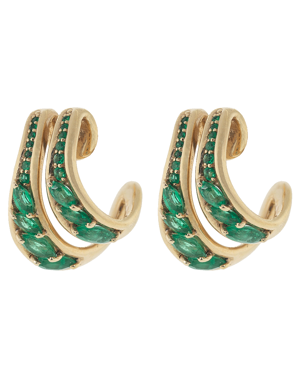 FERNANDO JORGE-Emerald Double Stream Hoops-ROSE GOLD